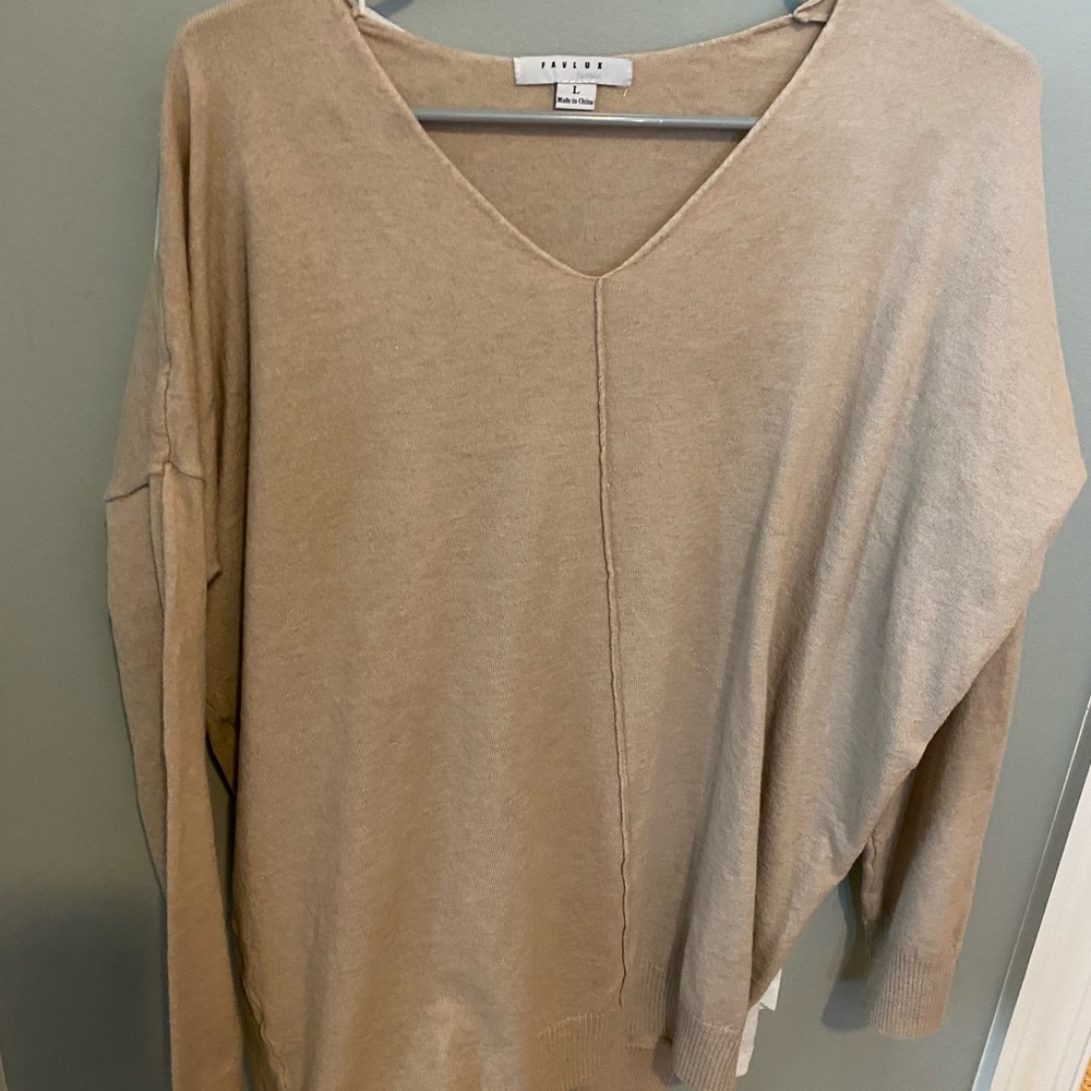 Oversized tan long sleeve thin shirt